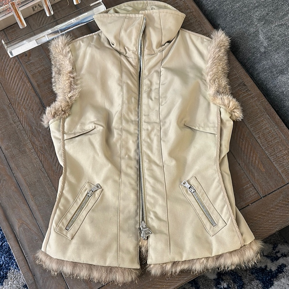 Prada Tan Faux Fur Lined Vest
